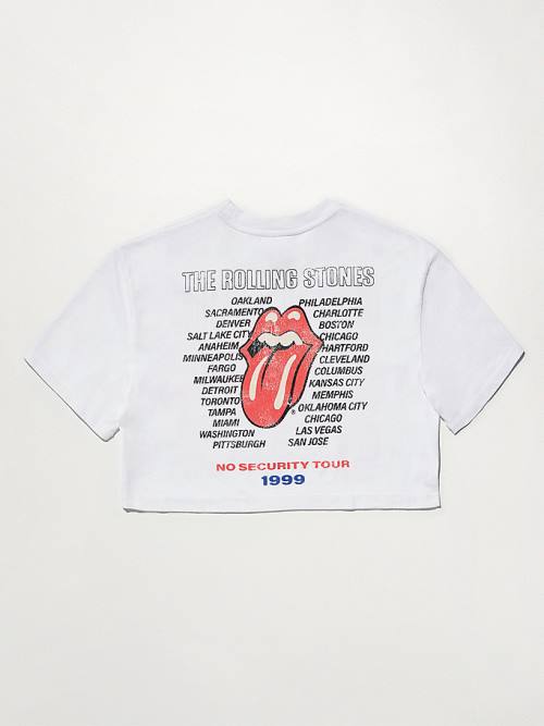 Tommy Hilfiger Tommy Revisited Rolling Stones Cropped Ženske Majice Bela | TH814PIH