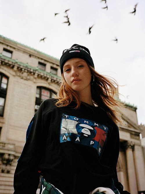 Tommy Hilfiger Tommy X AAPE Beanie Moški Kapa Črna | TH029PSJ