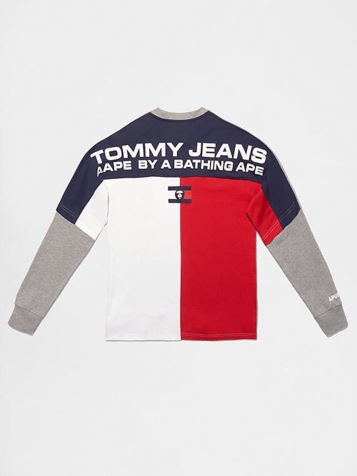 Tommy Hilfiger Tommy X AAPE Long Sleeve Moški Majice Siva | TH540PXC