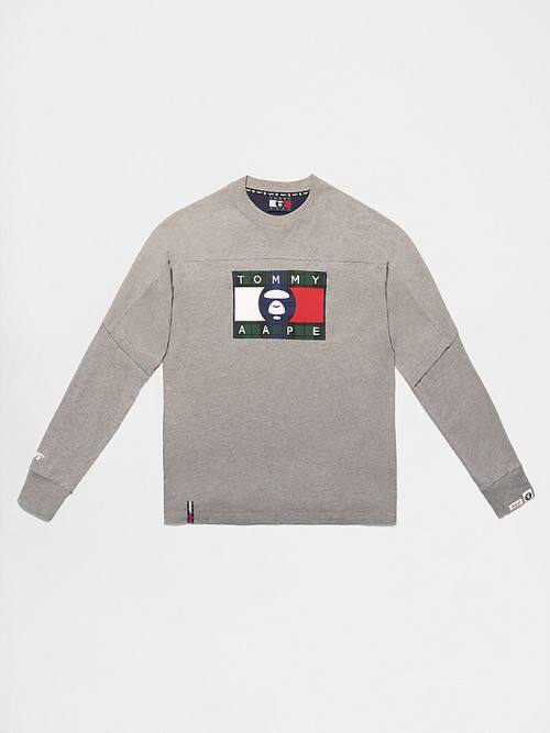 Tommy Hilfiger Tommy X AAPE Long Sleeve Moški Majice Siva | TH540PXC