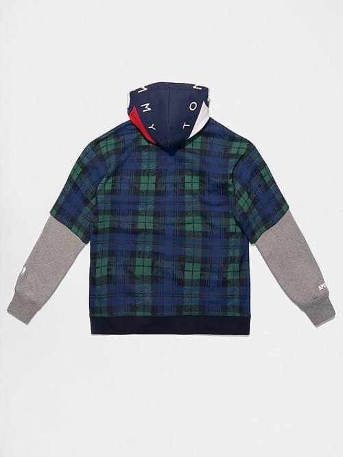 Tommy Hilfiger Tommy X AAPE Plaid Moški Pulover s kapuco Modra | TH347FES