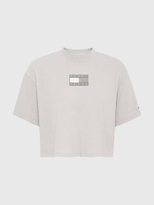 Tommy Hilfiger Tonal Logo Cropped Ženske Majice Siva | TH396GDW