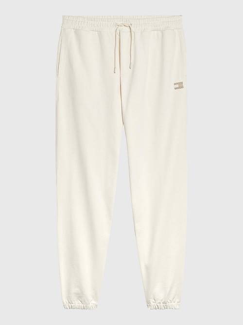 Tommy Hilfiger Tonal Logo Relaxed Fit Joggers Moški Hlače Bela | TH082BYM