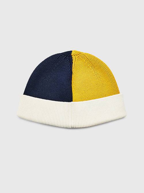 Tommy Hilfiger Travel Short Cotton Beanie Moški Kapa Modra | TH674PXE