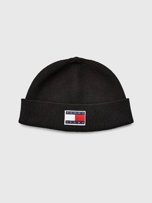 Tommy Hilfiger Travel Short Cotton Beanie Moški Kapa Črna | TH864GQZ