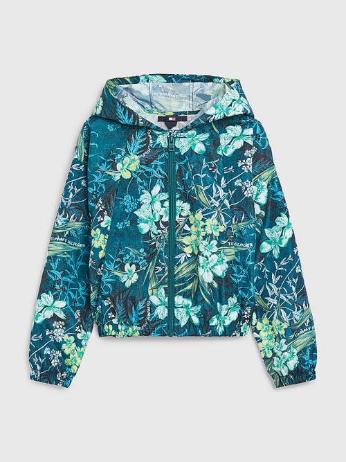 Tommy Hilfiger Tropical Print Chicago Windbreaker Dekleta Jakne Zelena | TH354BEN