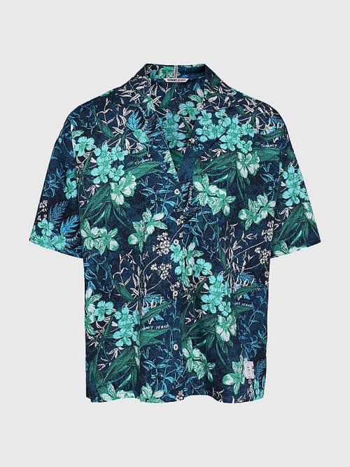 Tommy Hilfiger Tropical Print Oversized Short Sleeve Ženske Srajce Zelena | TH453AHB