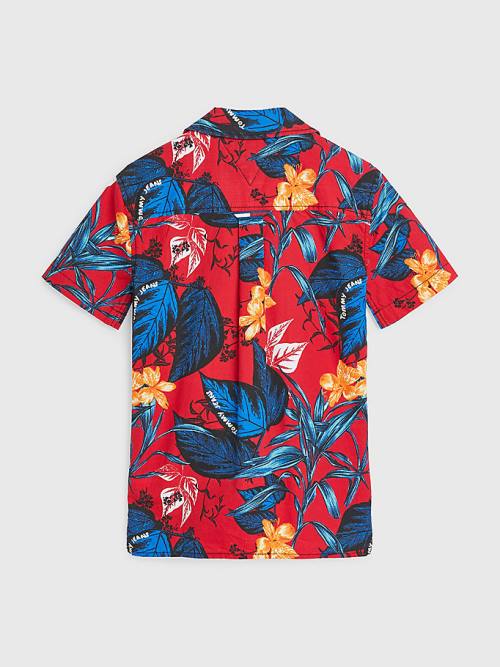 Tommy Hilfiger Tropical Print Short Sleeve Fantje Srajce Rdeča | TH594UFC