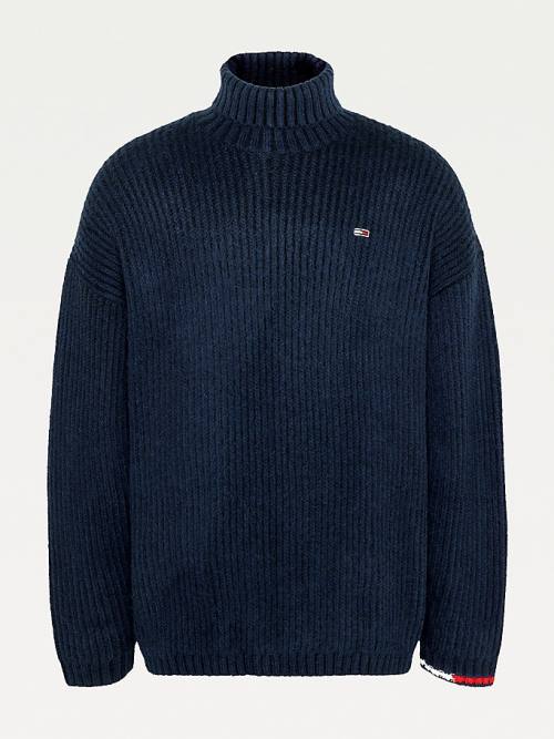 Tommy Hilfiger Two-Tone Rib-Knit Jumper Moški Puloverji Modra | TH216EKZ