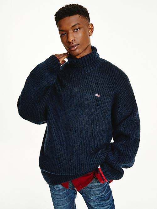 Tommy Hilfiger Two-Tone Rib-Knit Jumper Moški Puloverji Modra | TH216EKZ