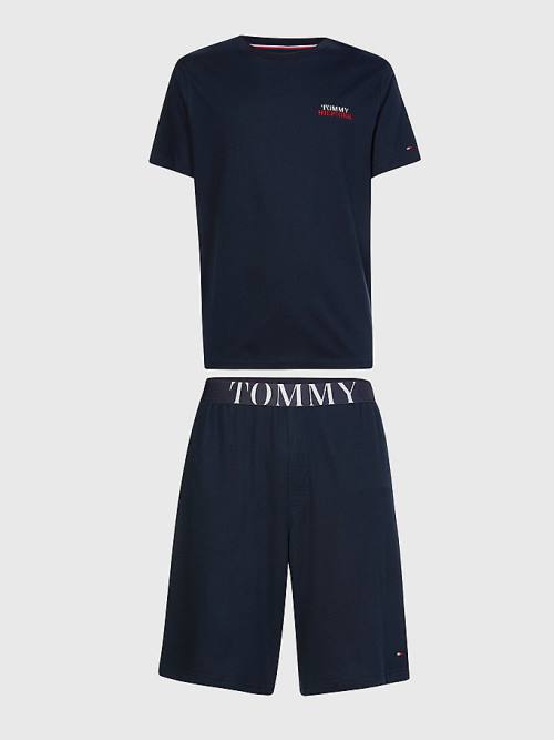 Tommy Hilfiger Ultra Soft Logo Set Moški Pižama Modra | TH451UAI