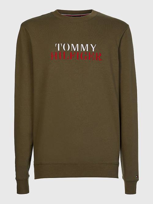 Tommy Hilfiger Ultra Soft Logo Sweatshirt Moški Pižama Kaki | TH593TDE