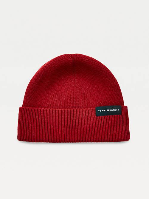 Tommy Hilfiger Uptown Wool Cotton Beanie Moški Kapa Rdeča | TH453YVM