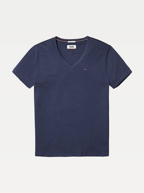 Tommy Hilfiger V-Neck Moški Majice Modra | TH549NYH