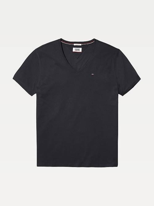 Tommy Hilfiger V-Neck Moški Majice Črna | TH127MRW