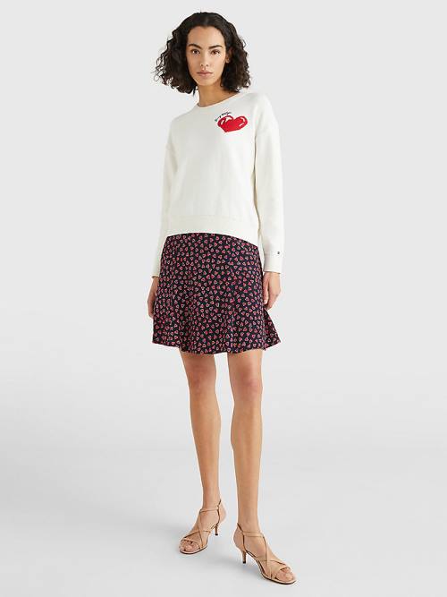 Tommy Hilfiger Valentines Heart Organic Cotton Jumper Ženske Puloverji Bela | TH273WAG