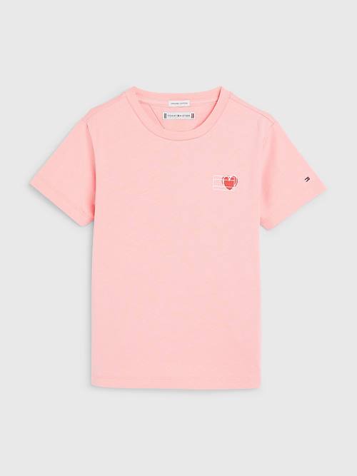 Tommy Hilfiger Valentines Heart Print Dekleta Majice Roza | TH910GMC