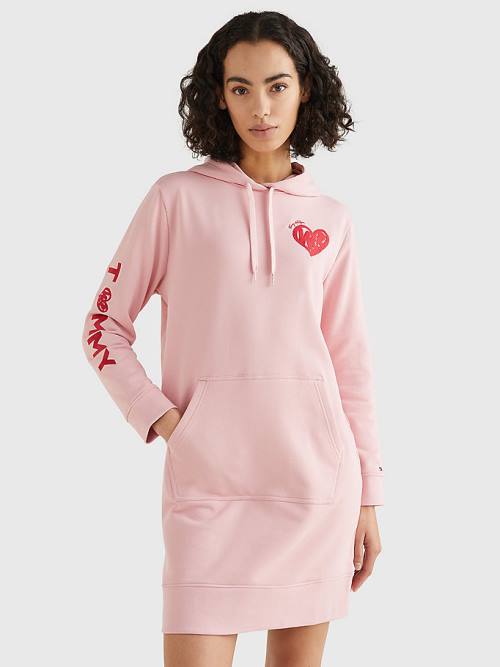 Tommy Hilfiger Valentines Heart Print Ženske Obleke Roza | TH453YUP