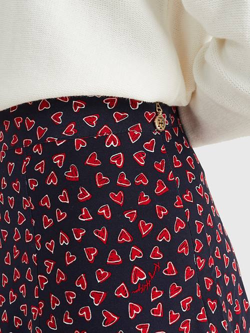 Tommy Hilfiger Valentines Heart Print Ženske Krilo Modra | TH784EVF