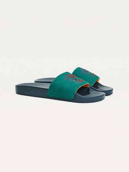 Tommy Hilfiger Varsity Pool Slides Moški Sandali Zelena | TH608SBD