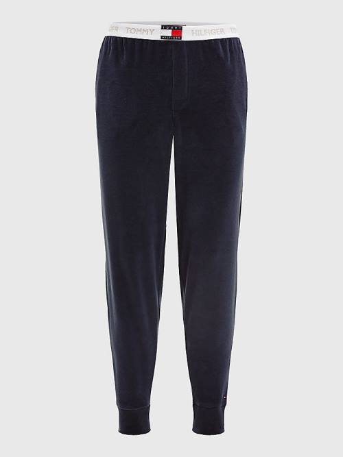 Tommy Hilfiger Velour Repeat Logo Joggers Moški Pižama Modra | TH913NMV