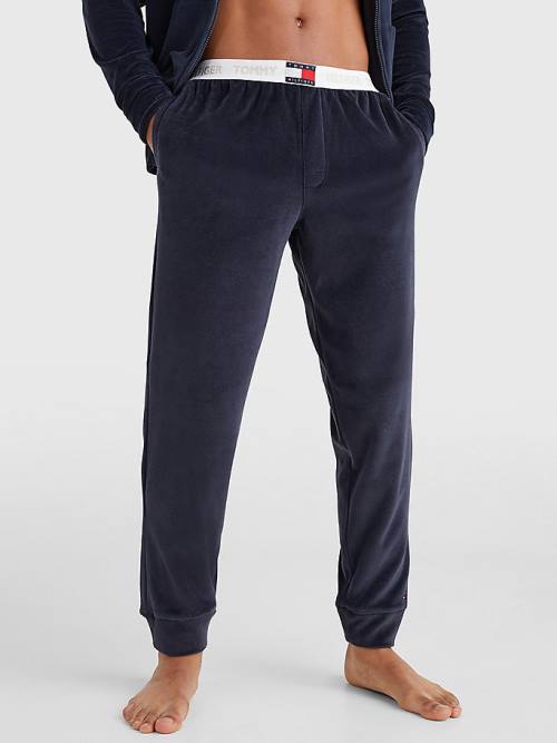 Tommy Hilfiger Velour Repeat Logo Joggers Moški Pižama Modra | TH913NMV