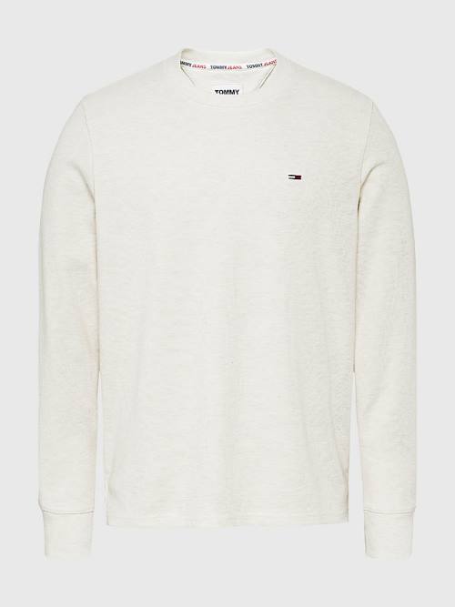 Tommy Hilfiger Waffle Crew Neck Long Sleeve Top Moški Majice Bela | TH901HAI