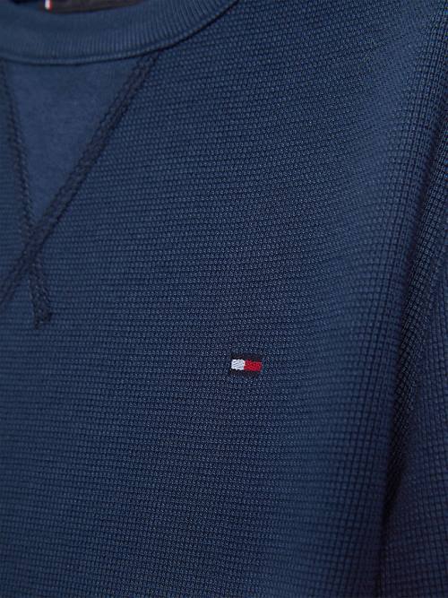 Tommy Hilfiger Waffle Long Sleeve Fantje Majice Modra | TH475FDM