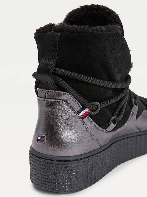 Tommy Hilfiger Warm Lined Lace-Up Snow Ženske Škornji Črna | TH430OEL