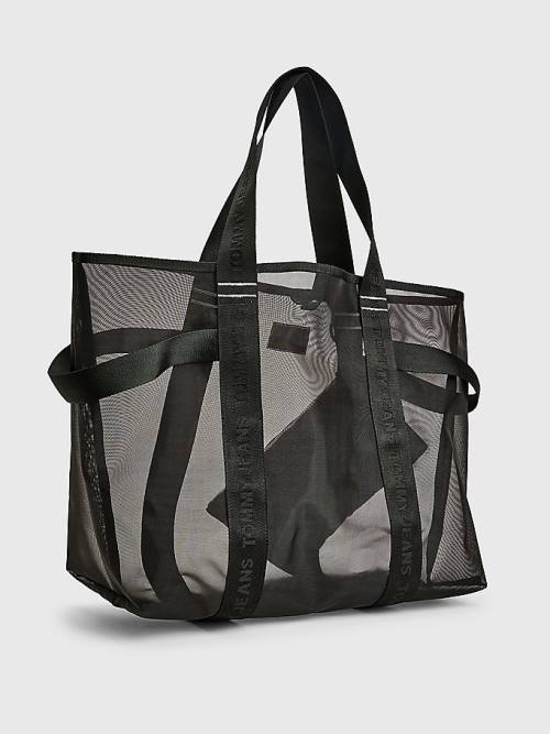 Tommy Hilfiger Weekender Webbing Tote Ženske Torbice Črna | TH962OBR