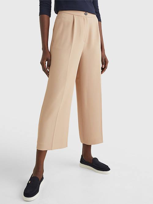 Tommy Hilfiger Wide Leg Cropped Ženske Hlače Bež | TH192EUX