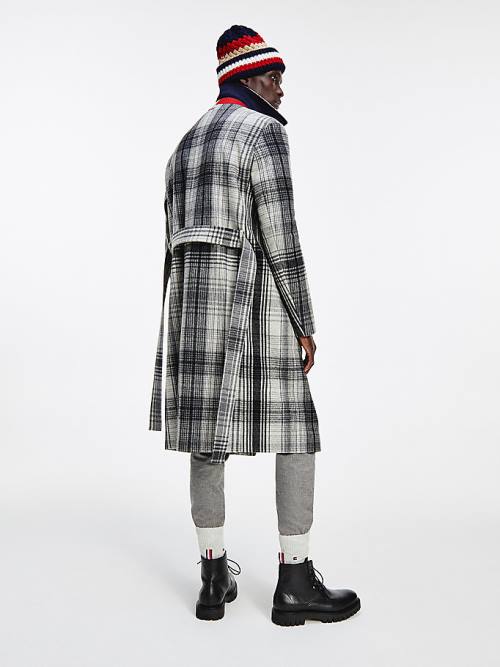 Tommy Hilfiger Wool Blend Plaid Check Car Moški Plašč Siva | TH570VYQ