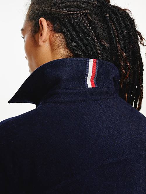 Tommy Hilfiger Wool Blend Shacket Ženske Jakne Modra | TH807BWS