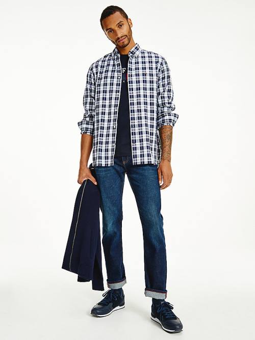 Tommy Hilfiger Woven Check Regular Fit Moški Srajce Modra | TH469QLC