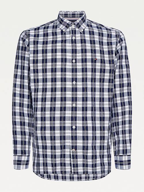 Tommy Hilfiger Woven Check Regular Fit Moški Srajce Modra | TH469QLC