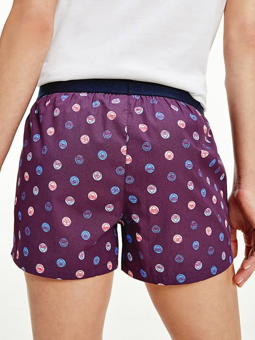 Tommy Hilfiger Woven Print Shorts Ženske Pižama Vijolična | TH482NLZ