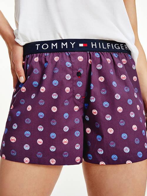 Tommy Hilfiger Woven Print Shorts Ženske Pižama Vijolična | TH482NLZ