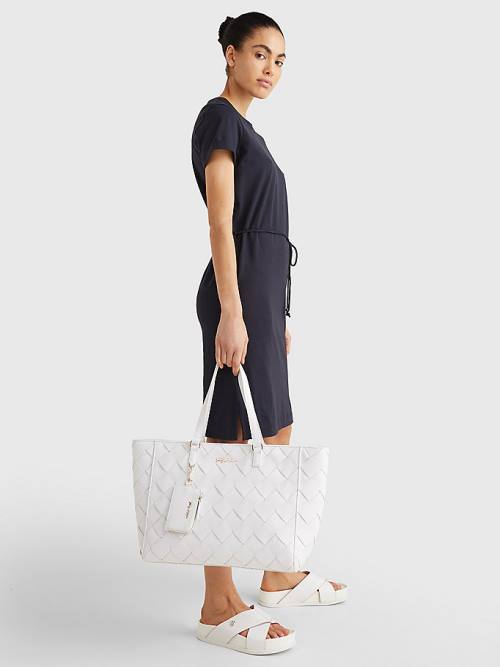 Tommy Hilfiger Woven Tote Ženske Torbice Bela | TH918IQS