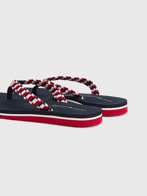 Tommy Hilfiger Woven Webbing Flip-Flops Ženske Sandali Modra | TH032EWA