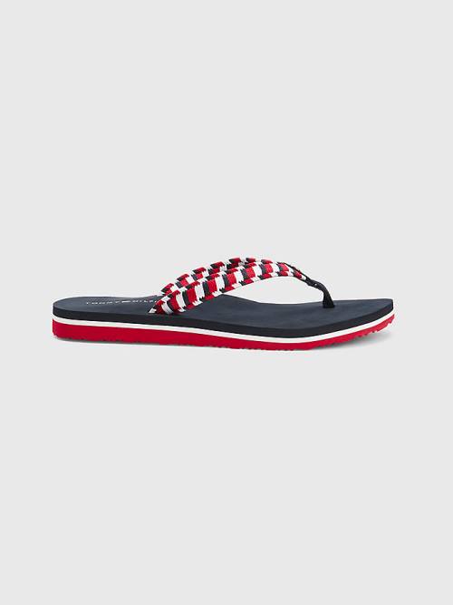 Tommy Hilfiger Woven Webbing Flip-Flops Ženske Sandali Modra | TH032EWA