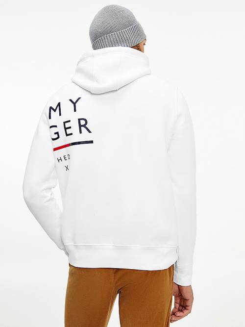 Tommy Hilfiger Wraparound Logo Fleece Moški Pulover s kapuco Bela | TH986KVO