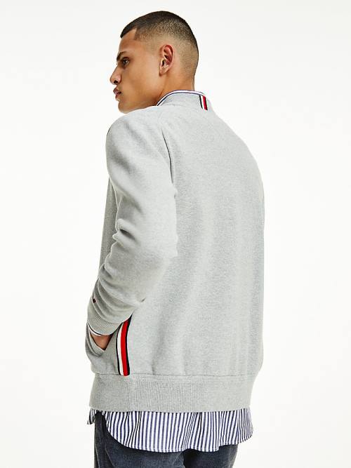 Tommy Hilfiger Zip-Thru Baseball Collar Cardigan Moški Puloverji Siva | TH869VBS