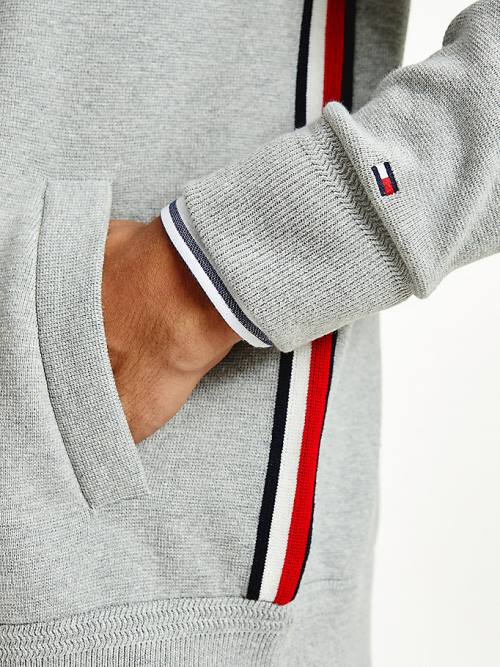 Tommy Hilfiger Zip-Thru Baseball Collar Cardigan Moški Puloverji Siva | TH869VBS