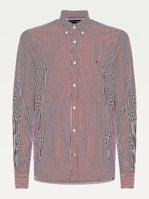 Tommy Hilfiger 1985 Essential Stripe Slim Fit Moški Srajce Rdeča | TH942ELN