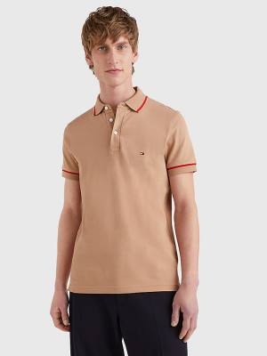 Tommy Hilfiger 1985 Essential TH Flex Slim Moški Polo Majica Rjav | TH621AZQ