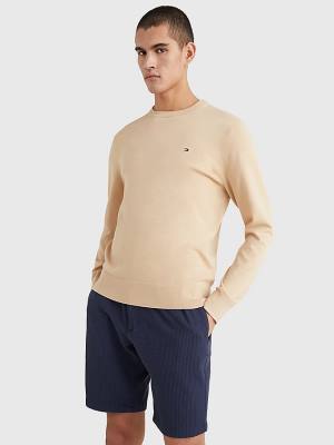 Tommy Hilfiger 1985 Essential TH Flex Sweatshirt Moški Puloverji Bež | TH387XBF