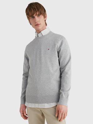 Tommy Hilfiger 1985 Essential TH Flex Sweatshirt Moški Puloverji Siva | TH605IQC