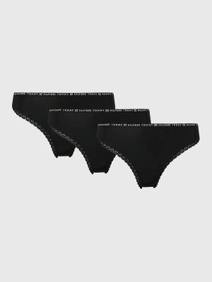 Tommy Hilfiger 3-Pack Floral Lace Trim Thongs Ženske Spodnje Perilo Črna | TH029MUF