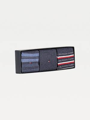 Tommy Hilfiger 3-Pack Gift Box Stripe Moški Nogavice Modra | TH932UTW