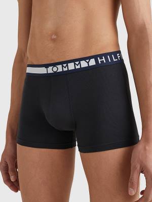 Tommy Hilfiger 3-Pack Statement Waistband Trunks Moški Spodnje Perilo Črna | TH104DSL